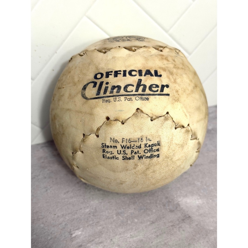 Vintage DeBeer & Son Official Clincher 16 Inch Softball No F16 Kapok Core Albany
